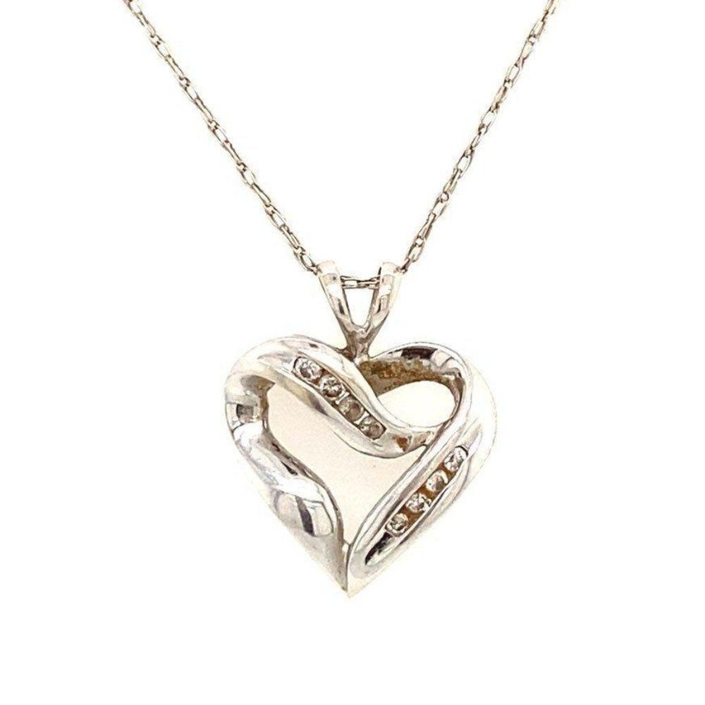10k WG 8-Diamond Necklace‎
